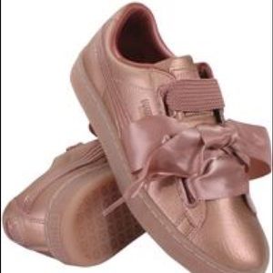 puma basket heart copper rose